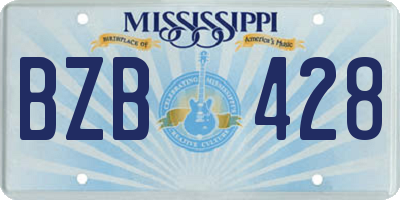 MS license plate BZB428