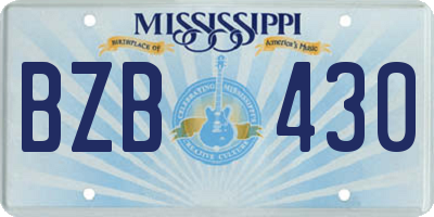 MS license plate BZB430