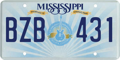 MS license plate BZB431