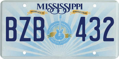 MS license plate BZB432
