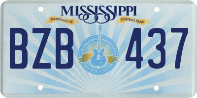 MS license plate BZB437