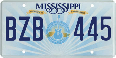 MS license plate BZB445