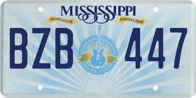 MS license plate BZB447