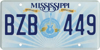 MS license plate BZB449