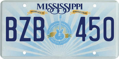 MS license plate BZB450