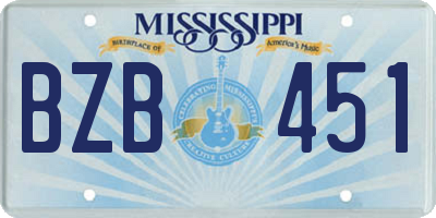 MS license plate BZB451