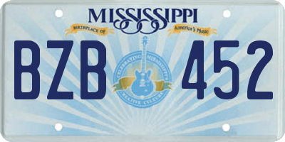 MS license plate BZB452