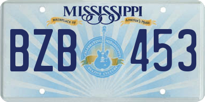 MS license plate BZB453