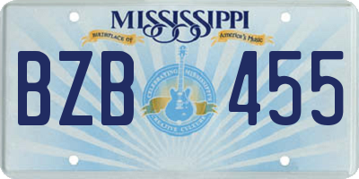 MS license plate BZB455