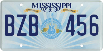 MS license plate BZB456