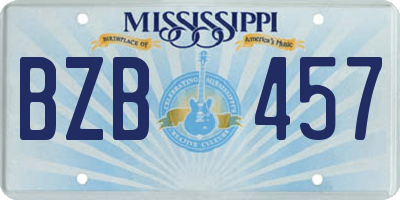 MS license plate BZB457