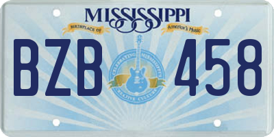 MS license plate BZB458