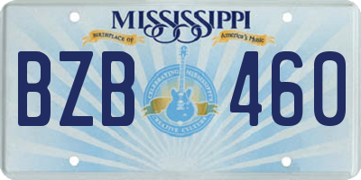 MS license plate BZB460