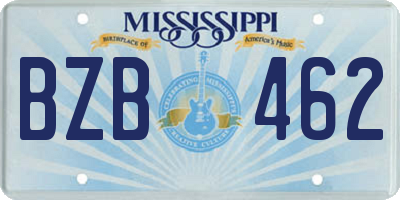 MS license plate BZB462