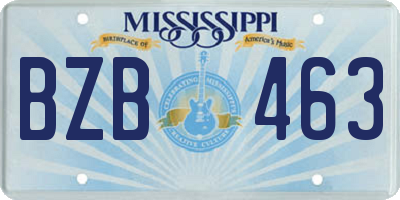 MS license plate BZB463
