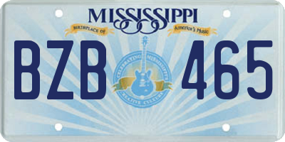 MS license plate BZB465