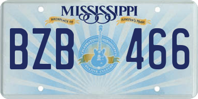 MS license plate BZB466