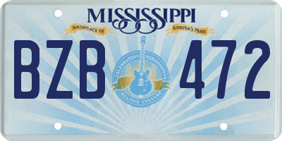 MS license plate BZB472