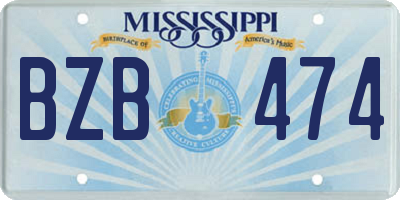 MS license plate BZB474