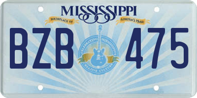 MS license plate BZB475