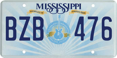 MS license plate BZB476