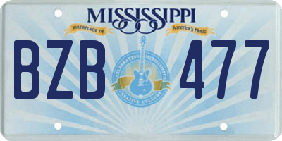 MS license plate BZB477