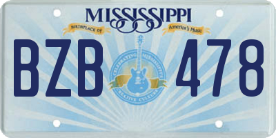 MS license plate BZB478