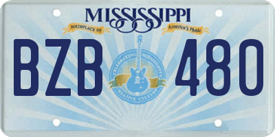 MS license plate BZB480