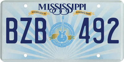 MS license plate BZB492