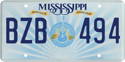 MS license plate BZB494
