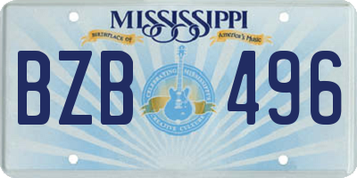 MS license plate BZB496