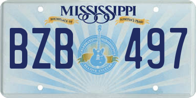 MS license plate BZB497