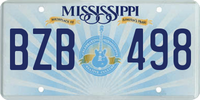 MS license plate BZB498