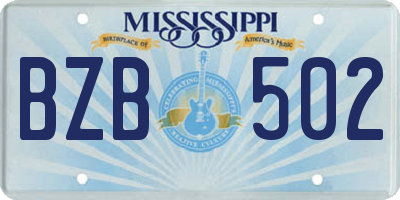 MS license plate BZB502