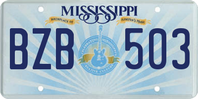 MS license plate BZB503