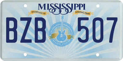 MS license plate BZB507