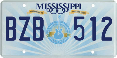 MS license plate BZB512
