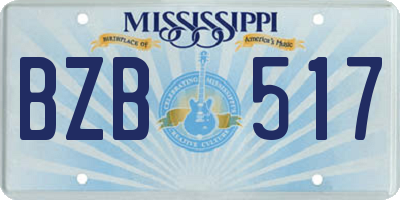 MS license plate BZB517