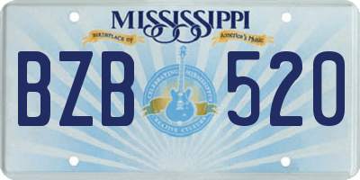 MS license plate BZB520