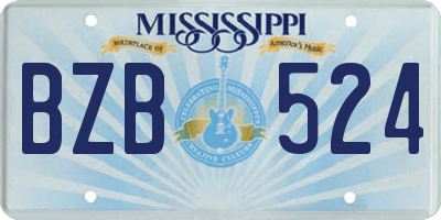 MS license plate BZB524