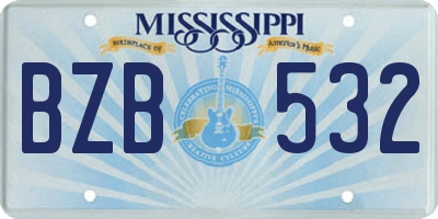 MS license plate BZB532