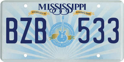 MS license plate BZB533