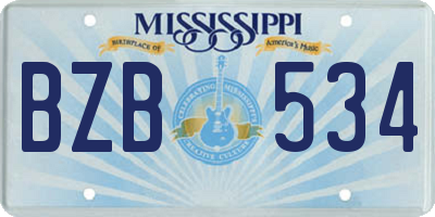 MS license plate BZB534