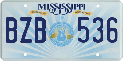 MS license plate BZB536