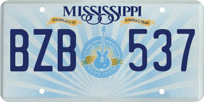 MS license plate BZB537