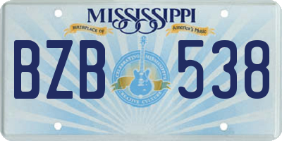 MS license plate BZB538
