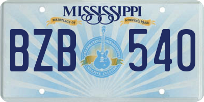 MS license plate BZB540
