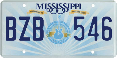 MS license plate BZB546