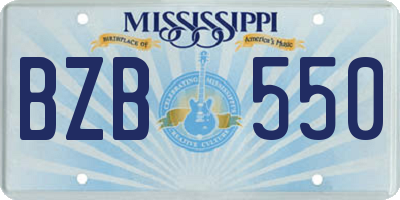 MS license plate BZB550
