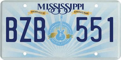 MS license plate BZB551